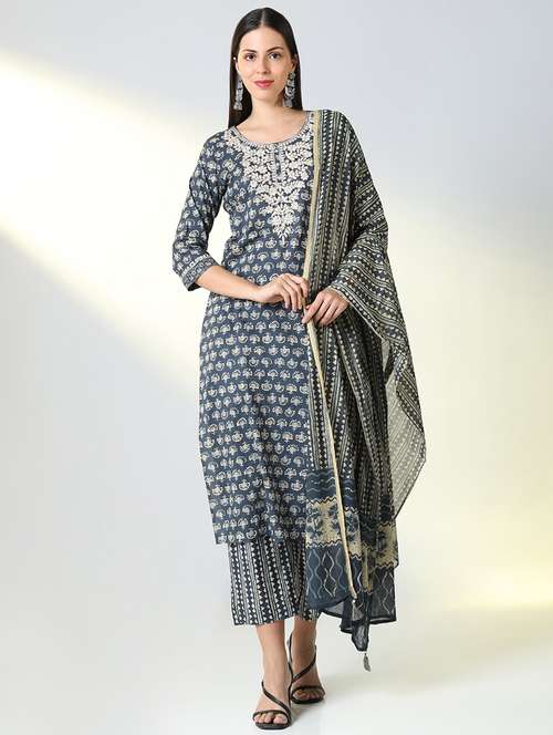 women printed kurta pant set with dupatta - 21682193 - Very Small Image - 1