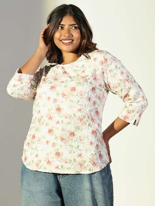 women plus size printed three quarter sleeves top - 21682286 - Very Small Image - 1