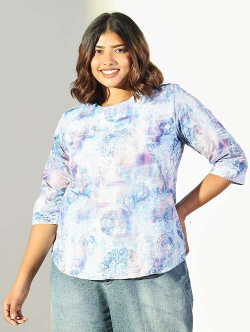 women plus size printed three quarter sleeves top - 21682294 - Very Small Image - 1