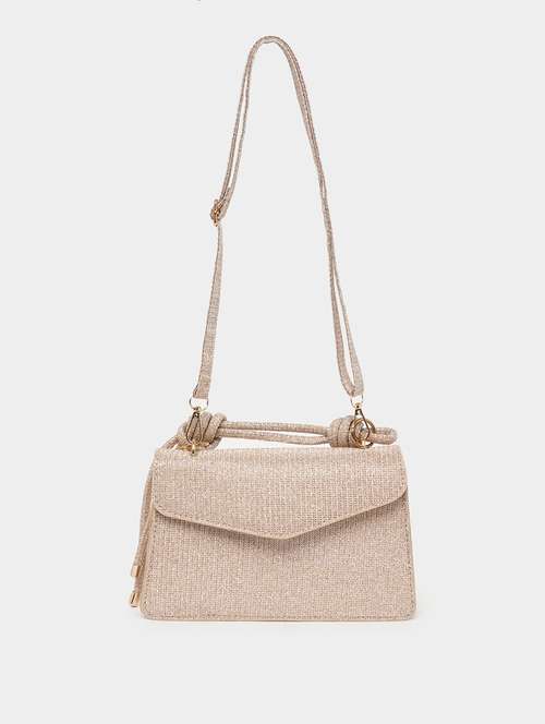 cream textured sling bag - 21683328 - Very Small Image - 1