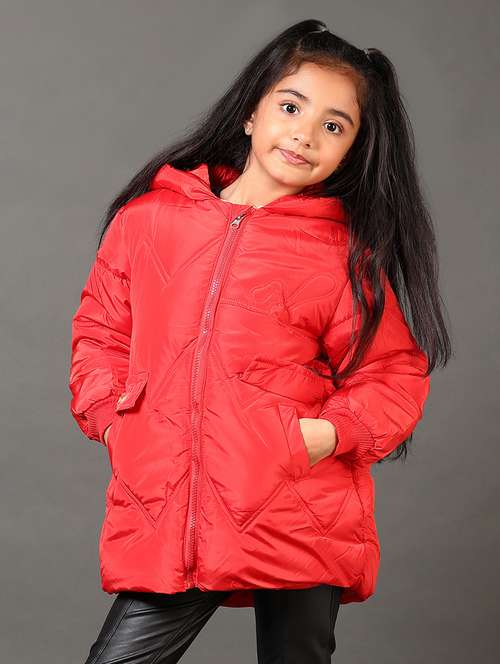 girls solid long sleeves puffer jacket - 21684090 - Very Small Image - 1