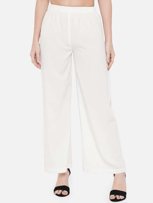 women solid mid rise straight palazzo - 21684842 - Very Small Image - 1