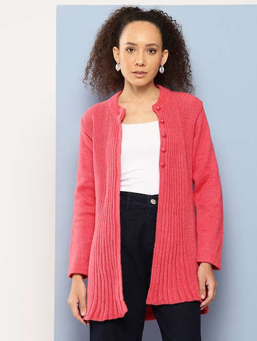 women long sleeves self design cardigan - 21694977 - Very Small Image - 1