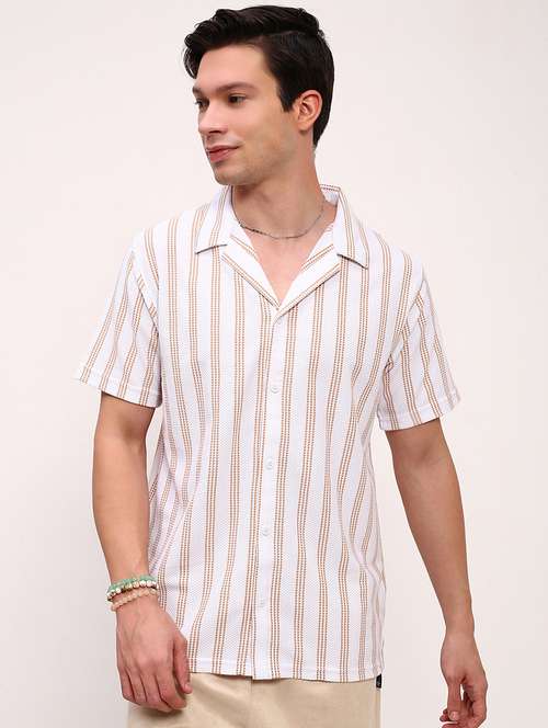 men striped short sleeves casual shirt - 21696310 - Very Small Image - 1