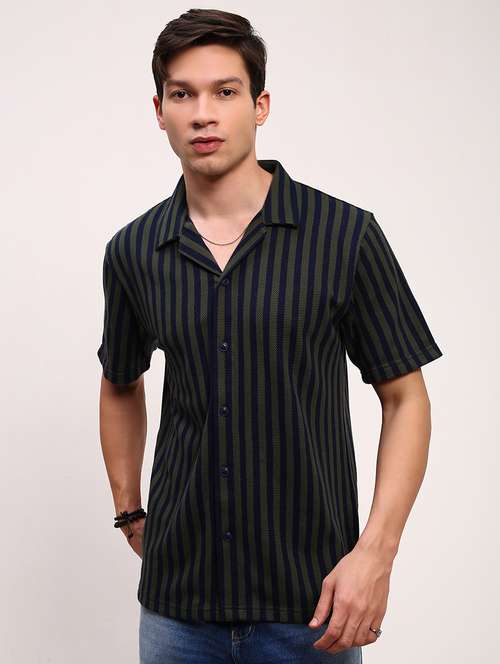 men striped short sleeves casual shirt - 21696329 - Very Small Image - 1
