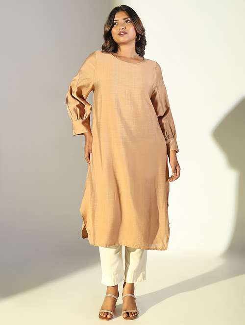 women three quarter sleeve a-line kurta - 21696976 - Very Small Image - 1