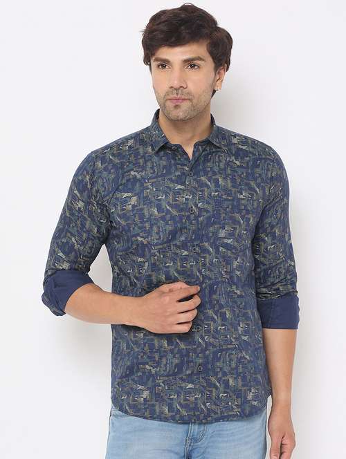 blue cotton casual shirt - 21697432 - Very Small Image - 1