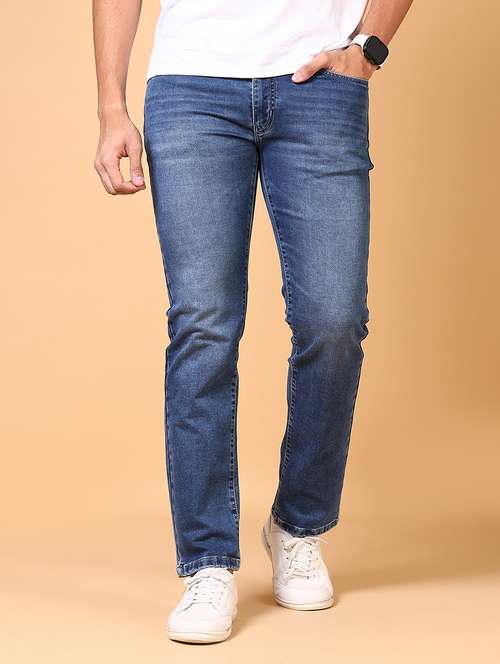 men mid rise plain straight fit jeans - 21703883 - Very Small Image - 1