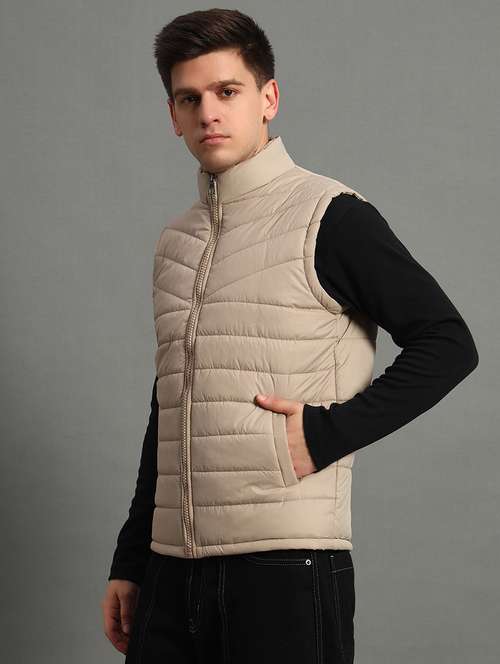 men sleeveless solid puffer jacket - 21706681 - Very Small Image - 1