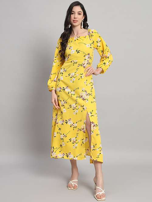 women floral print puff sleeves a-line dress - 21709715 - Very Small Image - 1