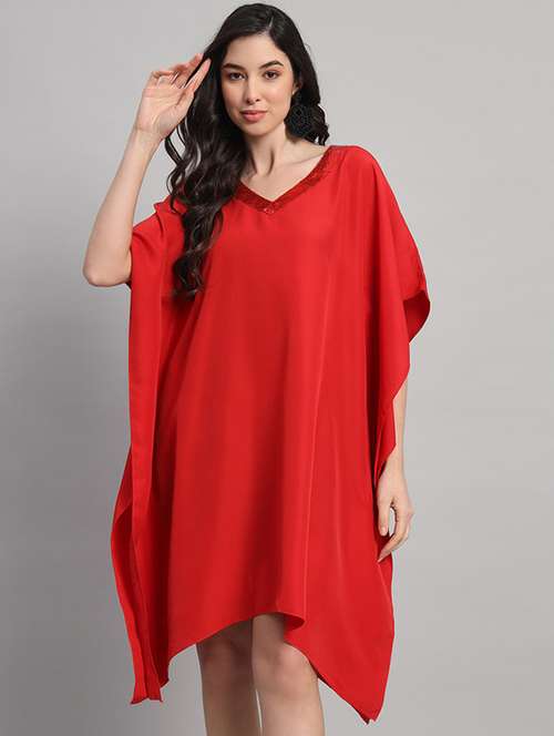 women solid relaxed fit kaftan dress - 21709750 - Very Small Image - 1