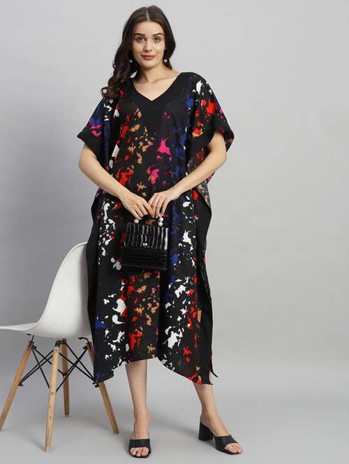 women printed relaxed fit kaftan dress - 21709752 - Very Small Image - 1