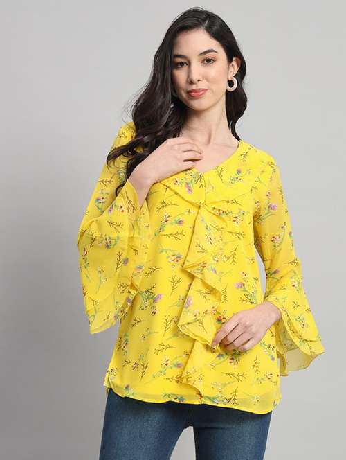 women floral print bell sleeves regular top - 21709784 - Very Small Image - 1