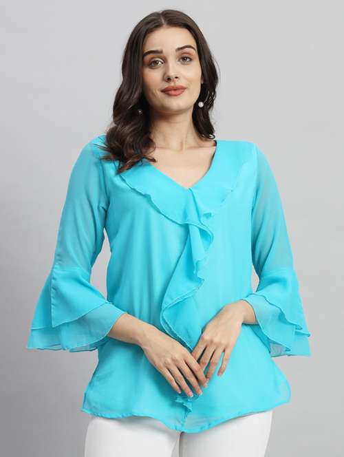 women solid bell sleeves regular top - 21709787 - Very Small Image - 1