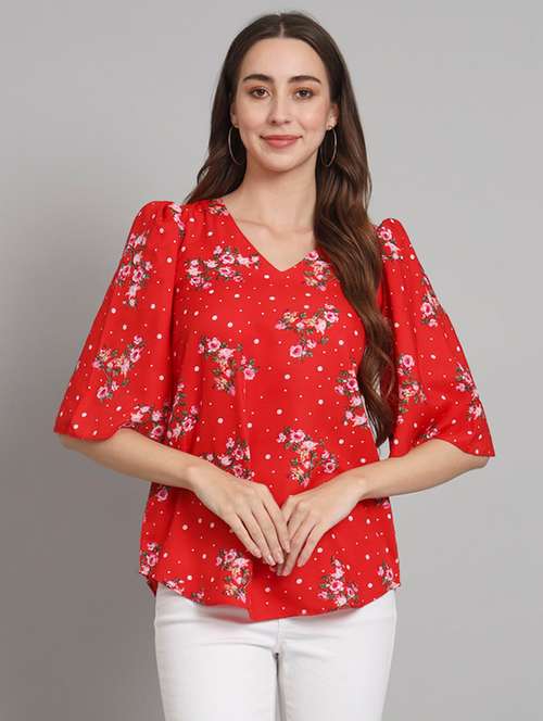 women floral print short sleeves regular top - 21709801 - Very Small Image - 1