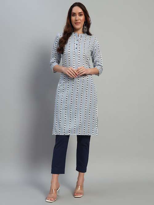 women printed three quarter sleeve straight kurta - 21710532 - Very Small Image - 1