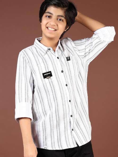boys striped collared casual shirt - 21712039 - Very Small Image - 1
