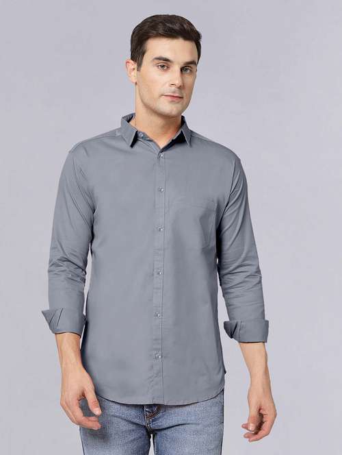 men long sleeves solid casual shirt - 21716602 - Very Small Image - 1