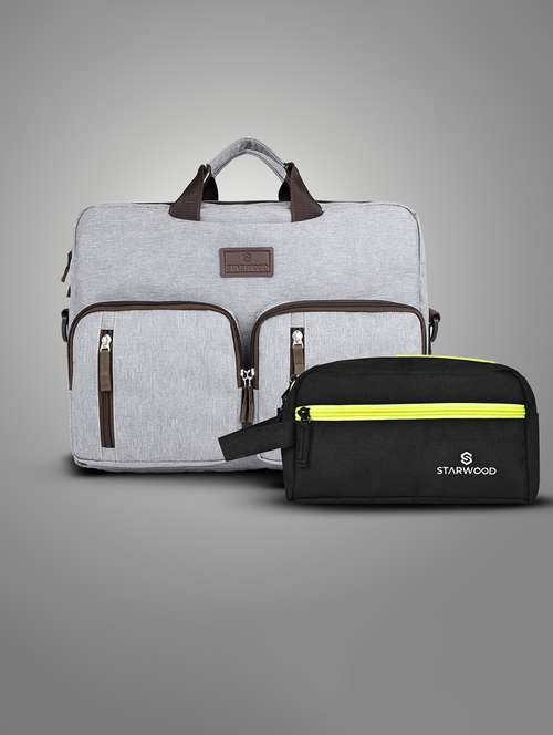 men solid adjustable strap laptopbag with pouch - 21716823 - Very Small Image - 1