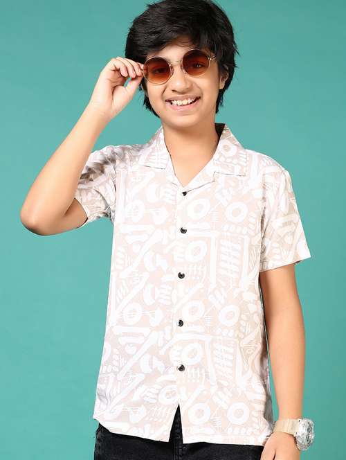 boys printed cuban collared short sleeve shirt - 21720977 - Very Small Image - 1