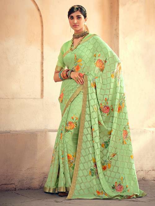 women floral printed saree with blouse - 21722080 - Very Small Image - 1