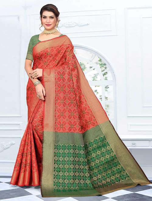 women self design patola saree with blouse - 21722550 - Very Small Image - 1