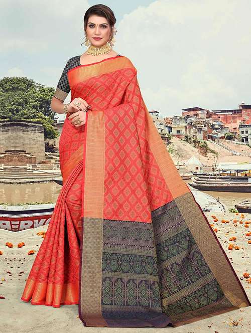 women self design patola saree with blouse - 21722561 - Very Small Image - 1
