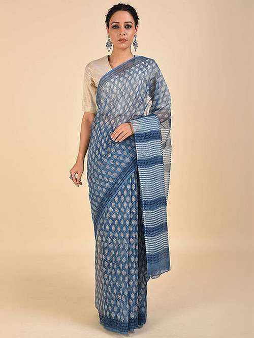 women printed bordered saree with blouse - 21722747 - Very Small Image - 1