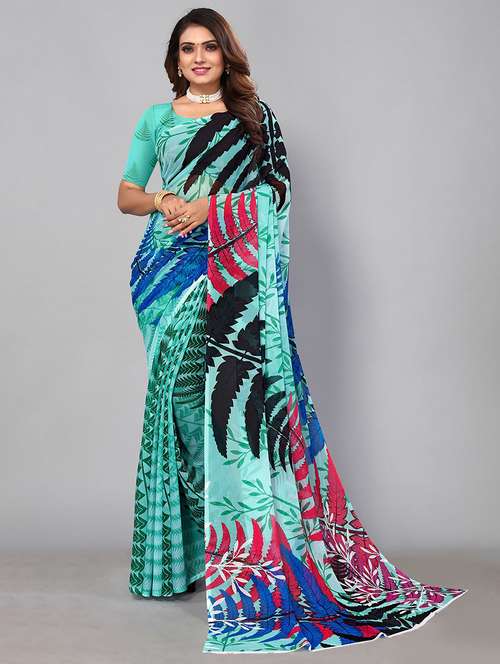 women printed casual wear saree with blouse - 21722950 - Very Small Image - 1