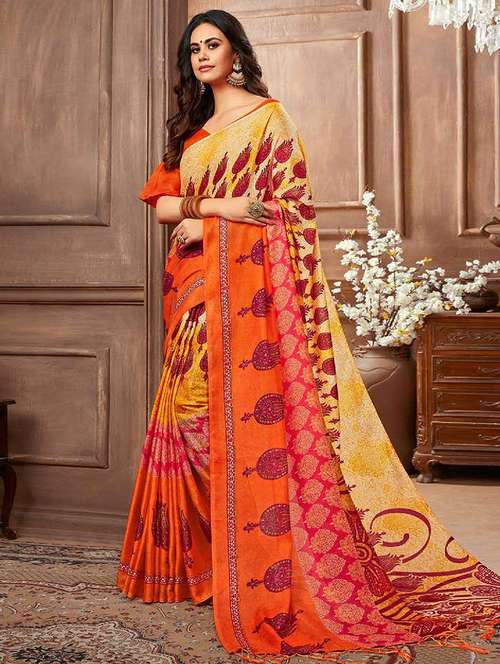 women printed casual wear saree with blouse - 21723113 - Very Small Image - 1