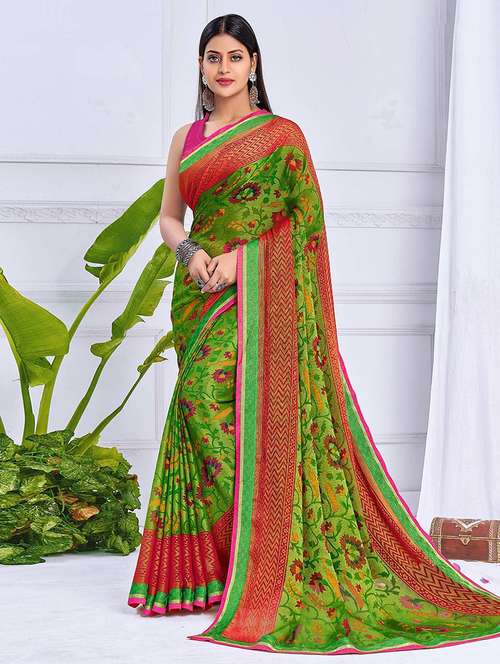 women printed casual wear saree with blouse - 21723391 - Very Small Image - 1