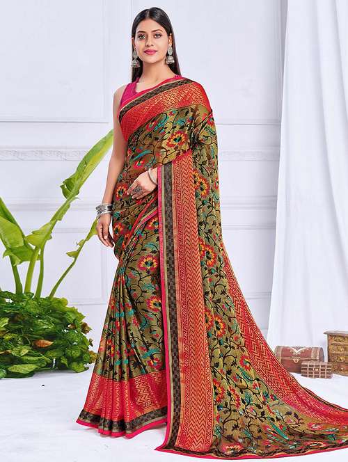 women printed casual wear saree with blouse - 21723392 - Very Small Image - 1