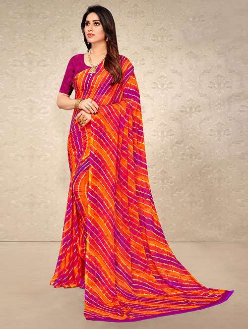 women leheriya printed bordered saree with blouse - 21723793 - Very Small Image - 1
