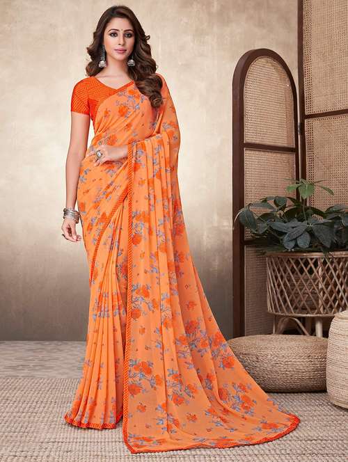 women floral printed bordered saree with blouse - 21723901 - Very Small Image - 1