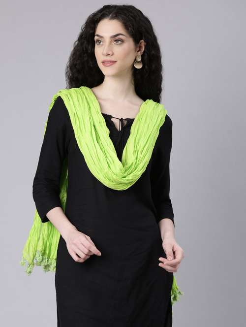 women lime solid dupatta - 21728011 - Very Small Image - 1