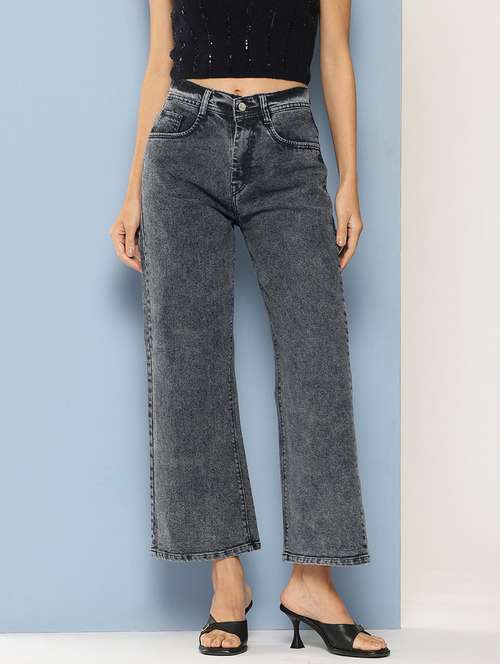 women solid high rise straight fit jean - 21728112 - Very Small Image - 1