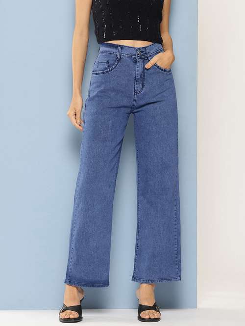 women solid high rise straight fit jean - 21728116 - Very Small Image - 1