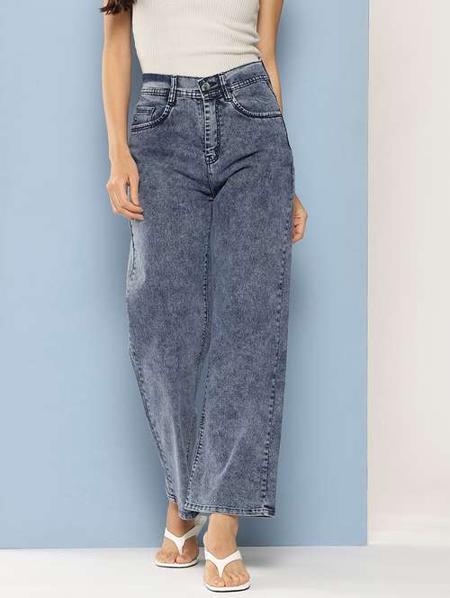 women solid high rise straight fit jean - 21728117 - Very Small Image - 1