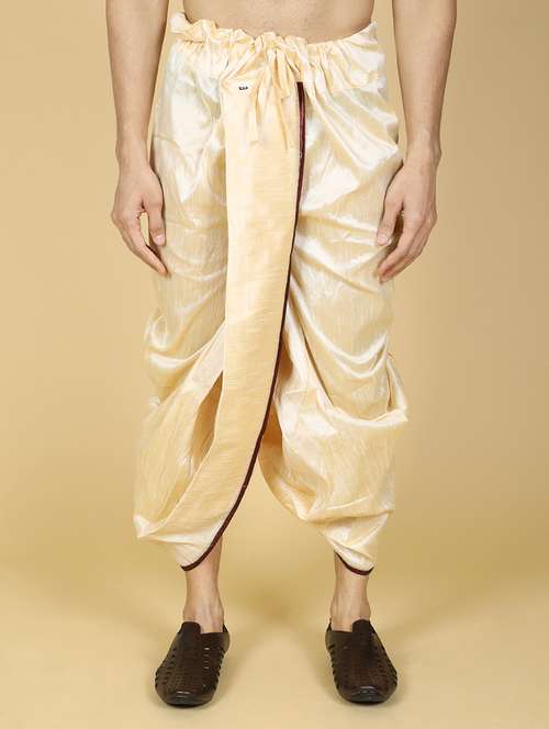 men beige solid dhoti ethnic bottom wear - 21728425 - Very Small Image - 1