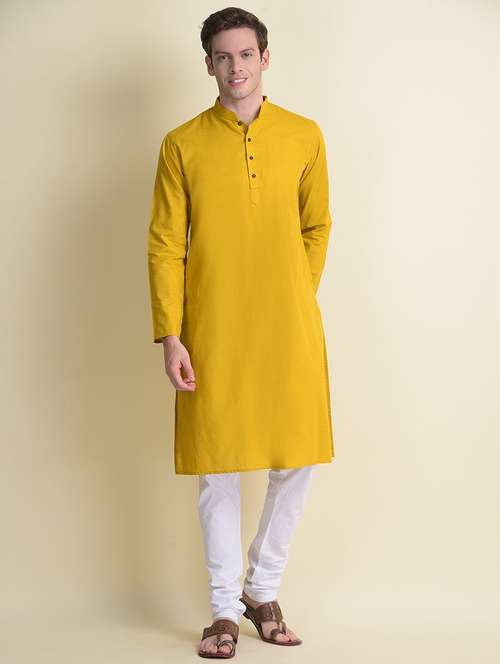 men solid kurta churidar ethnic wear set - 21728654 - Very Small Image - 1