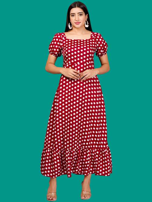 women printed puff sleeves tiered dress - 21730903 - Very Small Image - 1