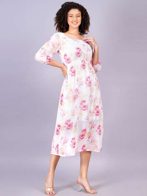 women floral print round neck a-line dress - 21731011 - Very Small Image - 1