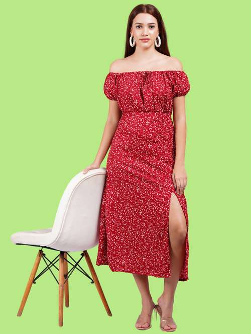 women printed off shoulder dress - 21731039 - Very Small Image - 1