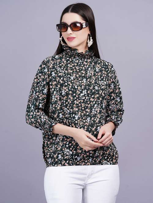 women floral print high neck regular top - 21731111 - Very Small Image - 1