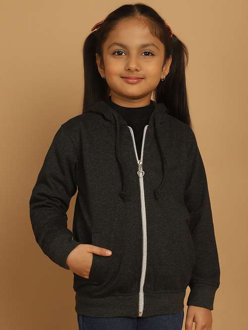 girls solid long sleeve hooded sweatshirt - 21731951 - Very Small Image - 1