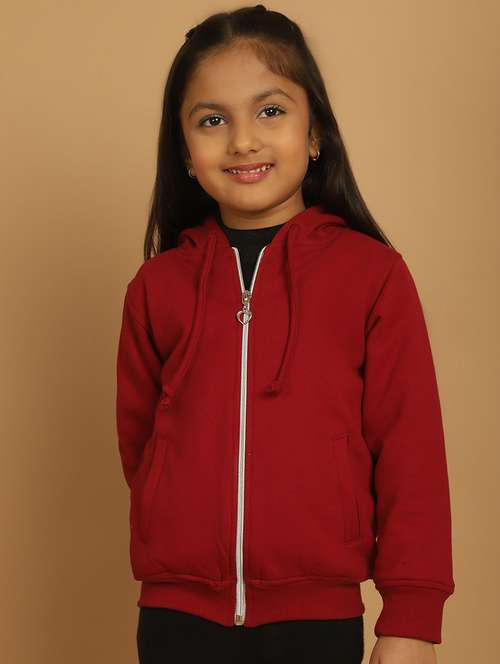 girls solid long sleeve hooded sweatshirt - 21731953 - Very Small Image - 1