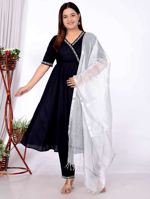 women embroidered short sleeve kurta pant with dupatta set - 21732813 - Very Small Image - 1