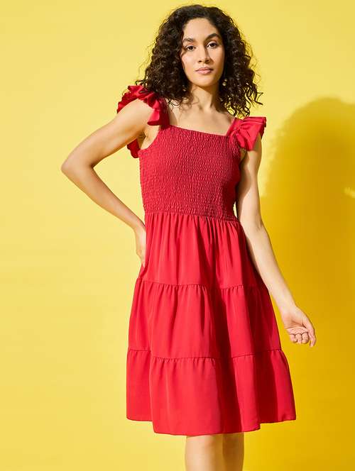 women solid tiered dress - 21738375 - Very Small Image - 1