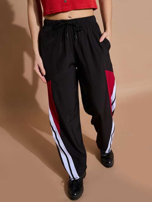 women color block mid rise track pant - 21739306 - Very Small Image - 1