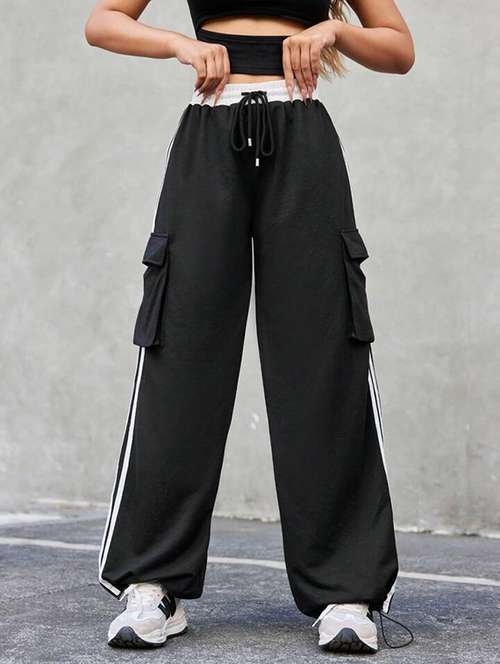 women solid mid rise track pant - 21739394 - Very Small Image - 1